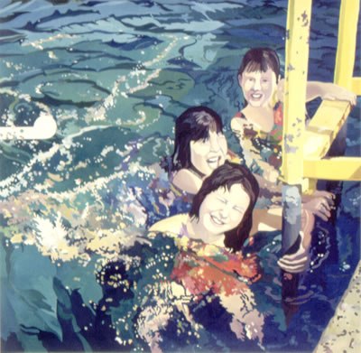 Three Swimmers - Mike Bathum - 25x26 acrylic