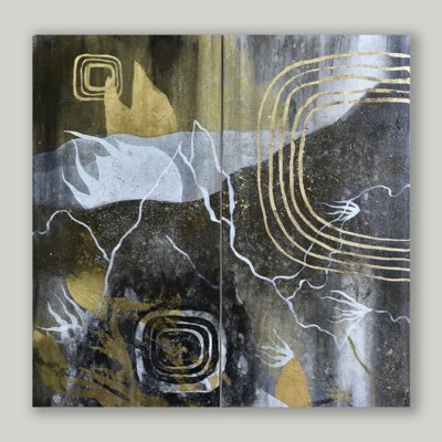 SHAWN PAGELS-Middle Of Summer 30x30 diptych-acrylic, gold leaf on two canvas