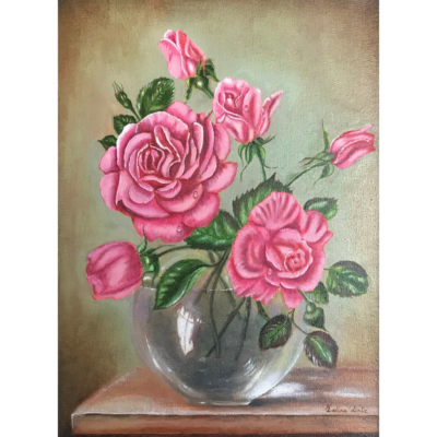 roses in a glass vase